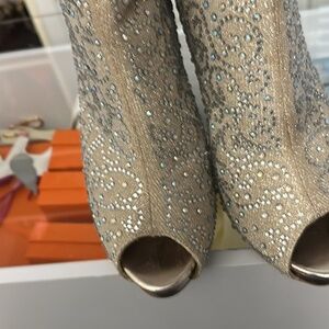 Rhinestone nude  ankle booties
